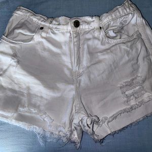 White Shorts High Waisted Ripped